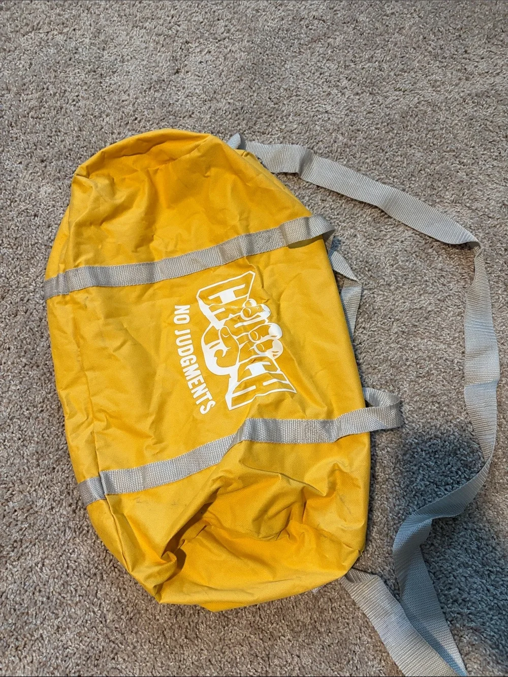 No Judgments Yellow Duffel Travel Bag